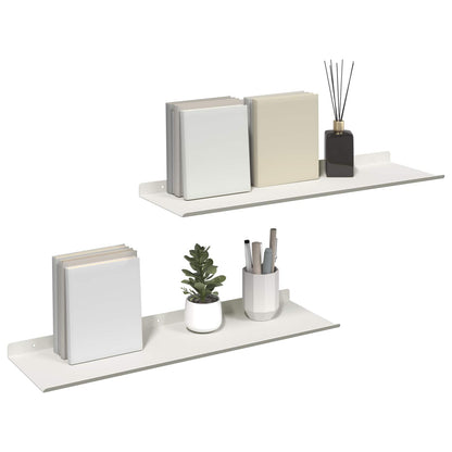 Floating Shelf 2 pcs White 60 x 18 x 2.5 cm Steel