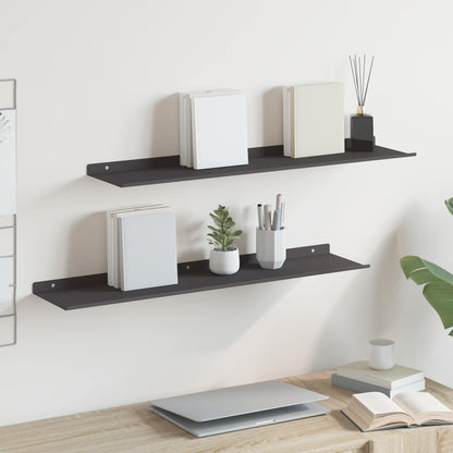 Floating Shelf 2 pcs Black 80 x 18 x 2.5 cm Steel