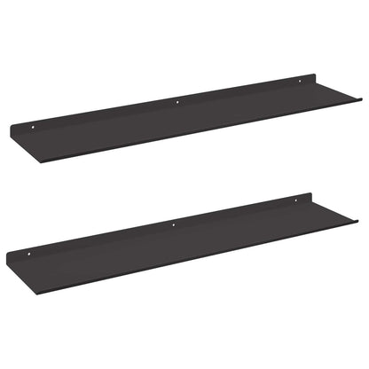 Floating Shelf 2 pcs Black 80 x 18 x 2.5 cm Steel