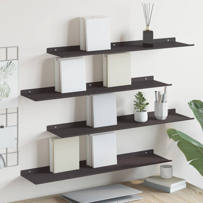 Floating Shelf 4 pcs Black 80 x 18 x 2.5 cm Steel