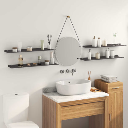 Floating Shelf 4 pcs Black 80 x 18 x 2.5 cm Steel