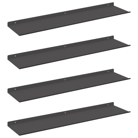 Floating Shelf 4 pcs Black 80 x 18 x 2.5 cm Steel