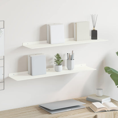 Floating Shelf 2 pcs White 80 x 18 x 2.5 cm Steel