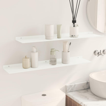 Floating Shelf 2 pcs White 80 x 18 x 2.5 cm Steel
