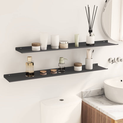 Floating Shelf 2 pcs Black 100 x 18 x 2.5 cm Steel