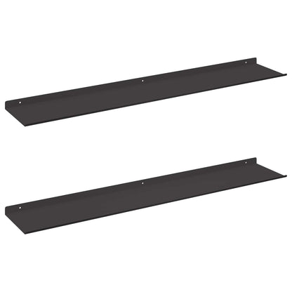 Floating Shelf 2 pcs Black 100 x 18 x 2.5 cm Steel