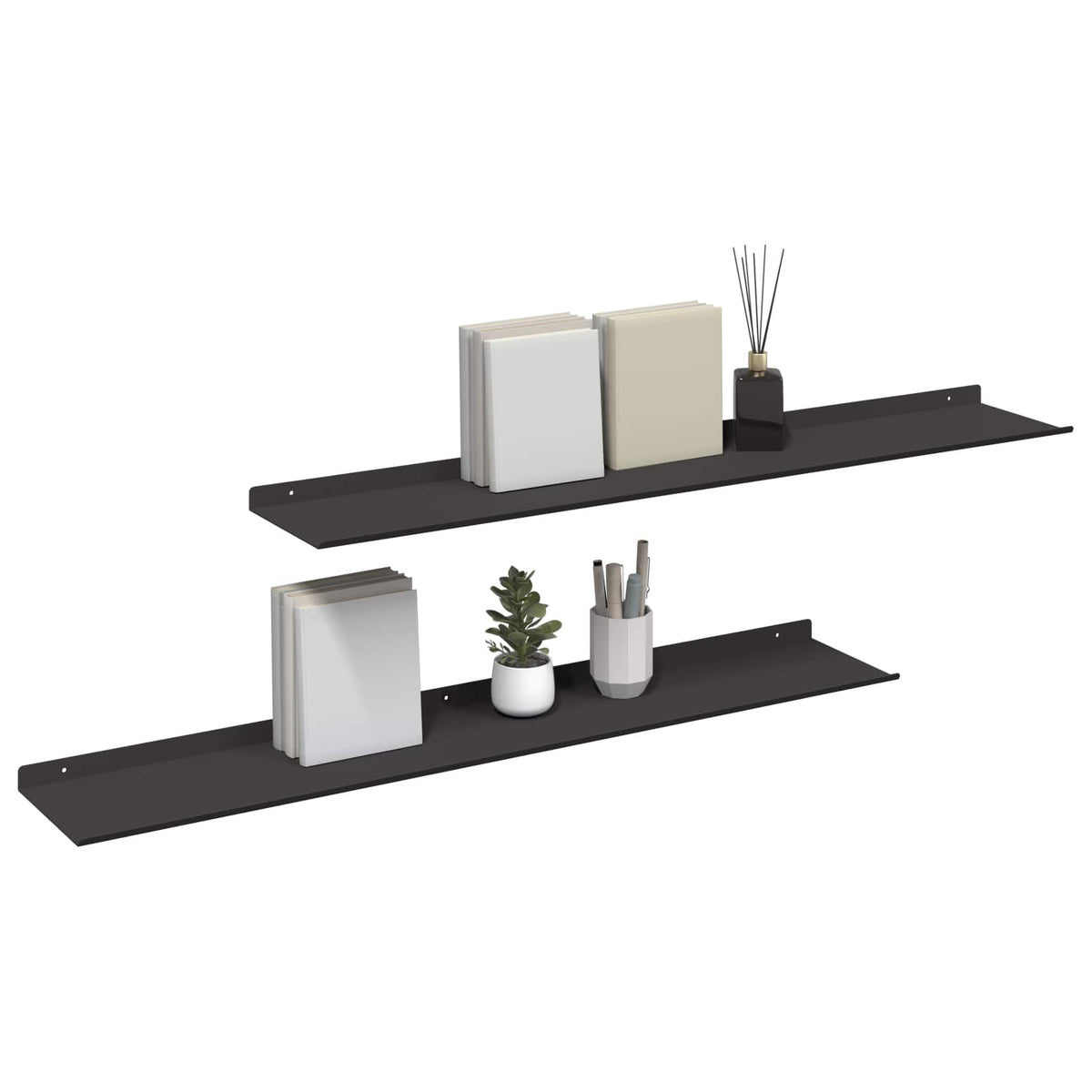 Floating Shelf 2 pcs Black 100 x 18 x 2.5 cm Steel
