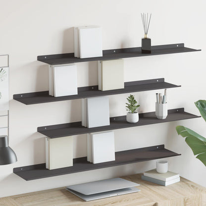 Floating Shelf 4 pcs Black 100 x 18 x 2.5 cm Steel