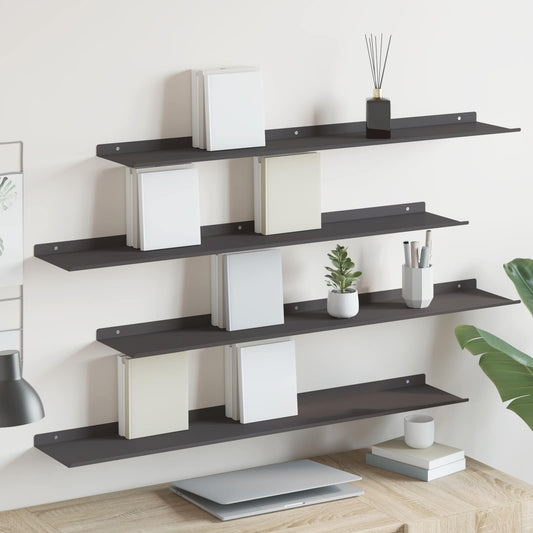 Floating Shelf 4 pcs Black 100 x 18 x 2.5 cm Steel