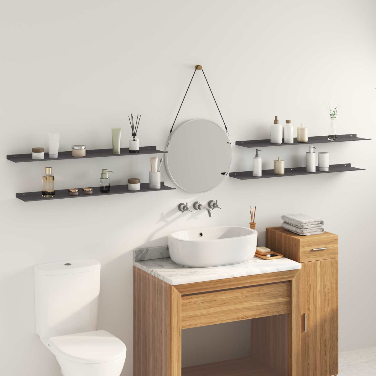 Floating Shelf 4 pcs Black 100 x 18 x 2.5 cm Steel