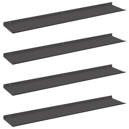 Floating Shelf 4 pcs Black 100 x 18 x 2.5 cm Steel