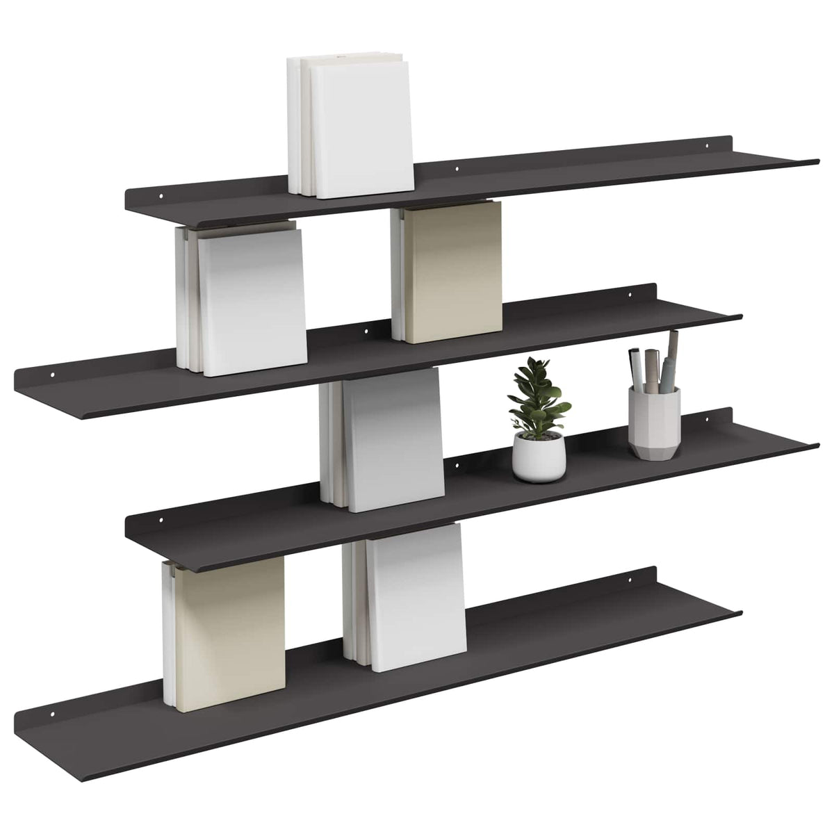 Floating Shelf 4 pcs Black 100 x 18 x 2.5 cm Steel