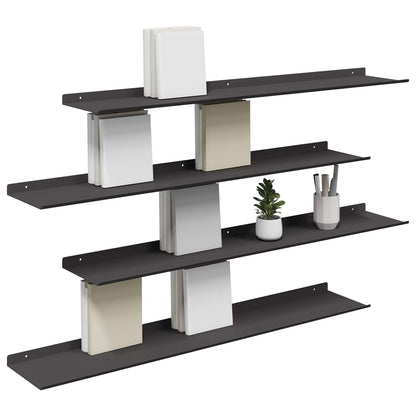 Floating Shelf 4 pcs Black 100 x 18 x 2.5 cm Steel