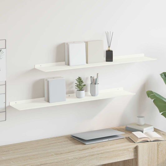 Floating Shelf 2 pcs White 100 x 18 x 2.5 cm Steel