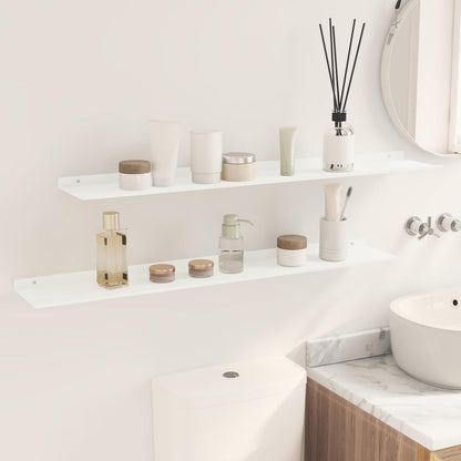 Floating Shelf 2 pcs White 100 x 18 x 2.5 cm Steel