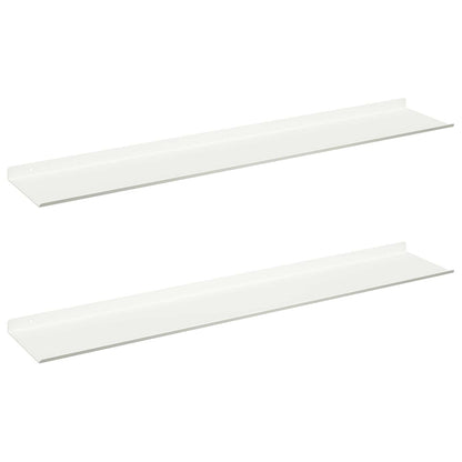 Floating Shelf 2 pcs White 100 x 18 x 2.5 cm Steel