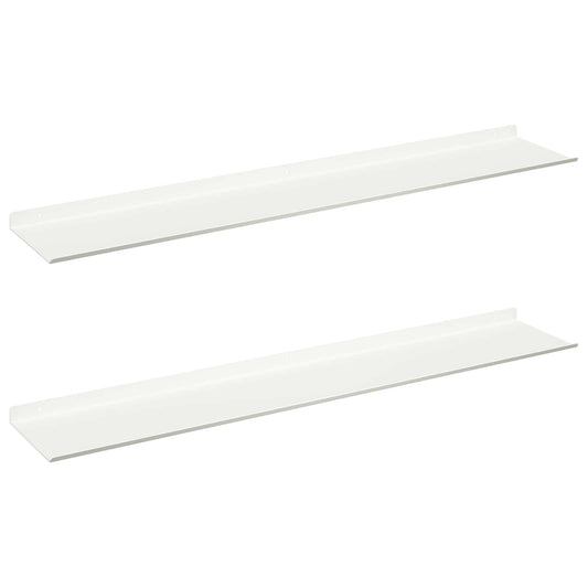 Floating Shelf 2 pcs White 100 x 18 x 2.5 cm Steel