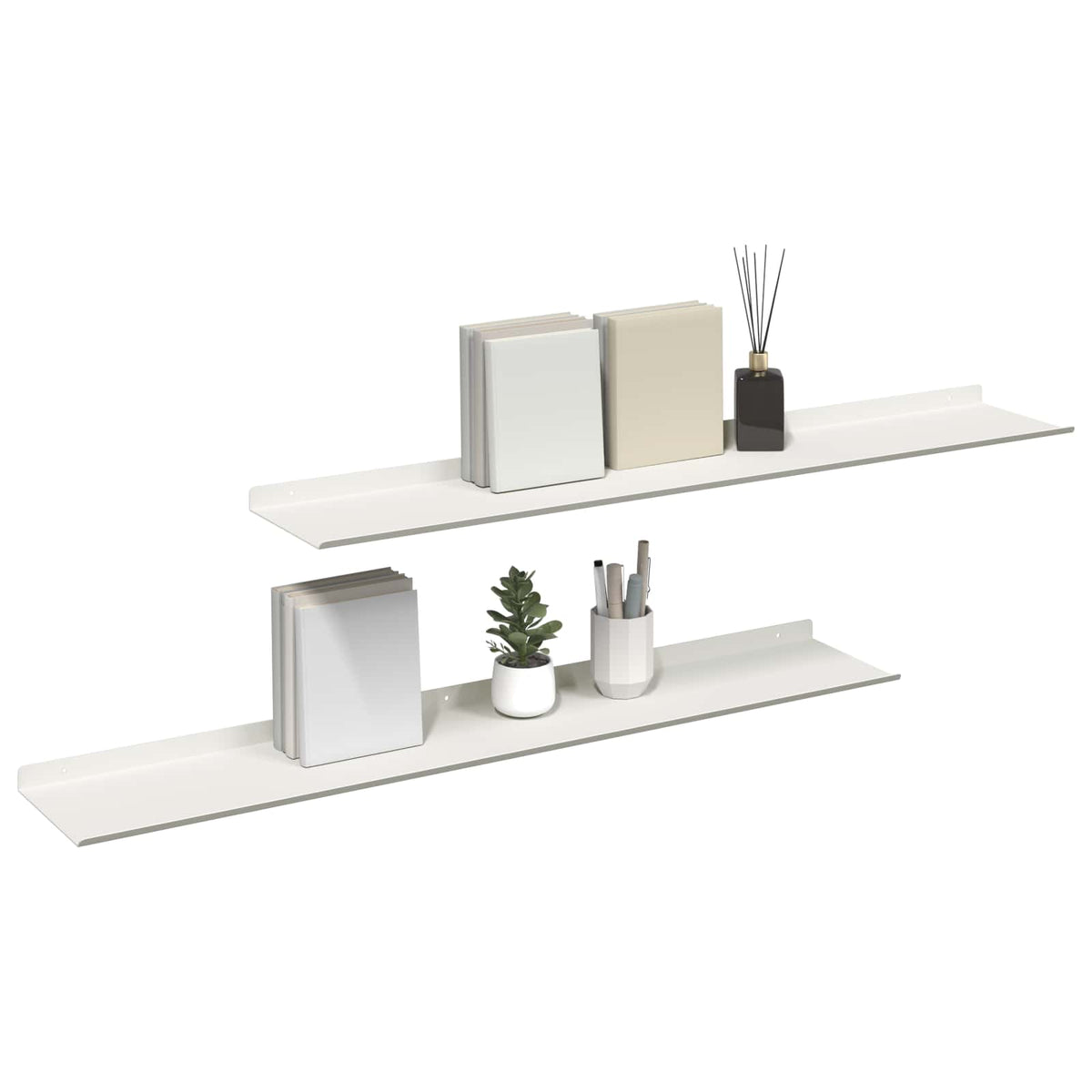 Floating Shelf 2 pcs White 100 x 18 x 2.5 cm Steel