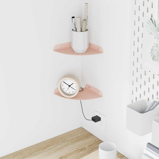 Corner Floating Shelf 2 pcs Pink 15 x 15 x 2 cm