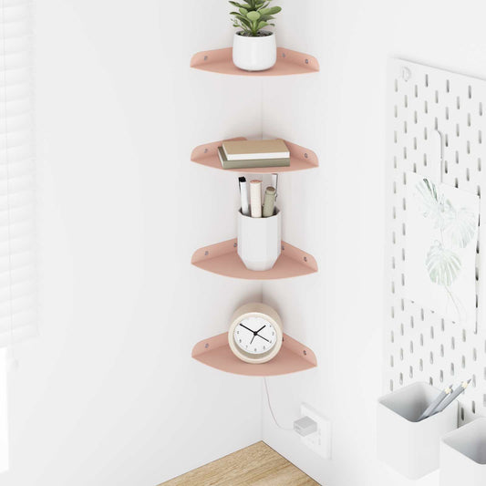 Corner Floating Shelf 4 pcs Pink 15 x 15 x 2 cm