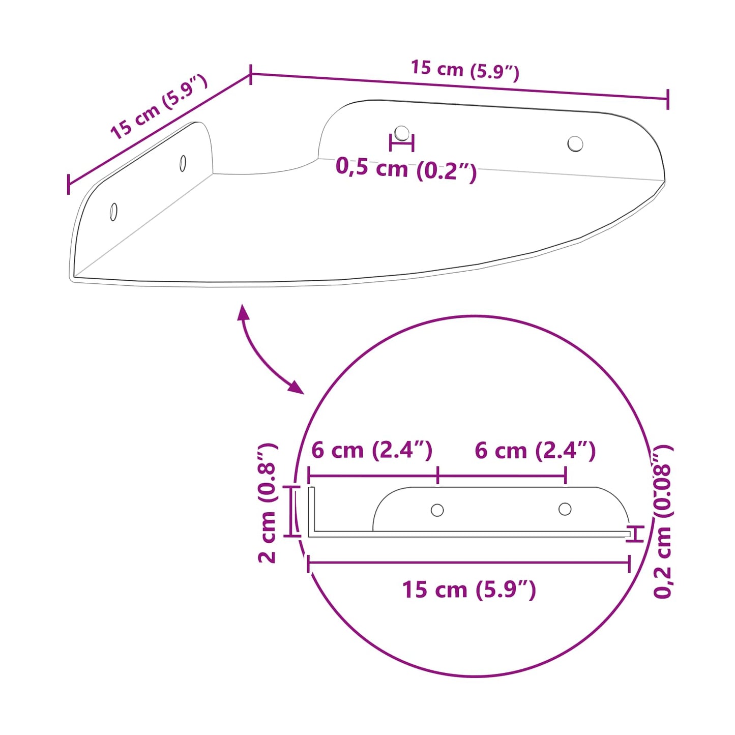 Floating Shelf with Shelf 4 pcs Pink 15 x 15 x 2 cm