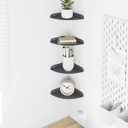 Floating Shelf with Shelf 4 pcs Anthracite 15 x 15 x 2 cm