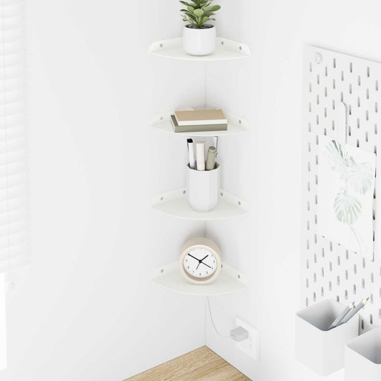 Corner Floating Shelf 4 pcs White 15 x 15 x 2 cm