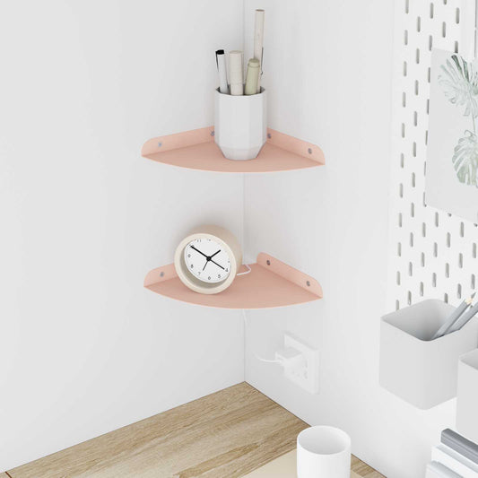 Corner Floating Shelf 2 pcs Pink 18 x 18 x 2 cm