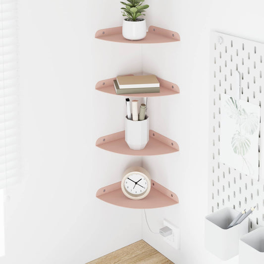 Corner Floating Shelf 4 pcs Pink 18 x 18 x 2 cm