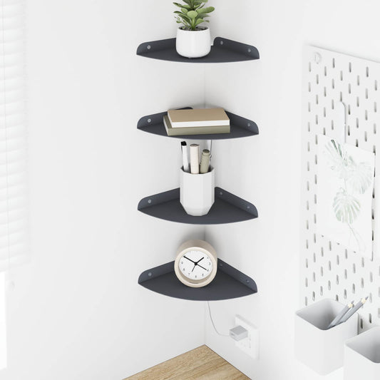 Corner Floating Shelf 4 pcs Anthracite 18 x 18 x 2 cm