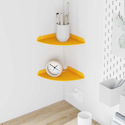 Corner Floating Shelf 2 pcs Mustard Yellow 18 x 18 x 2 cm