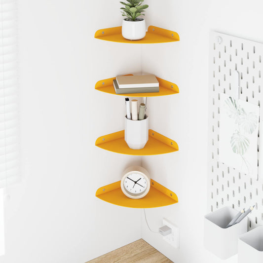 Corner Floating Shelf 4 pcs Mustard Yellow 18 x 18 x 2 cm