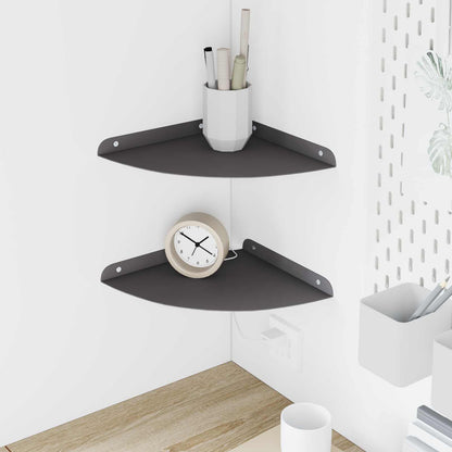 Corner Floating Shelf with Shelf 2 pcs Black 24 x 24 x 2 cm
