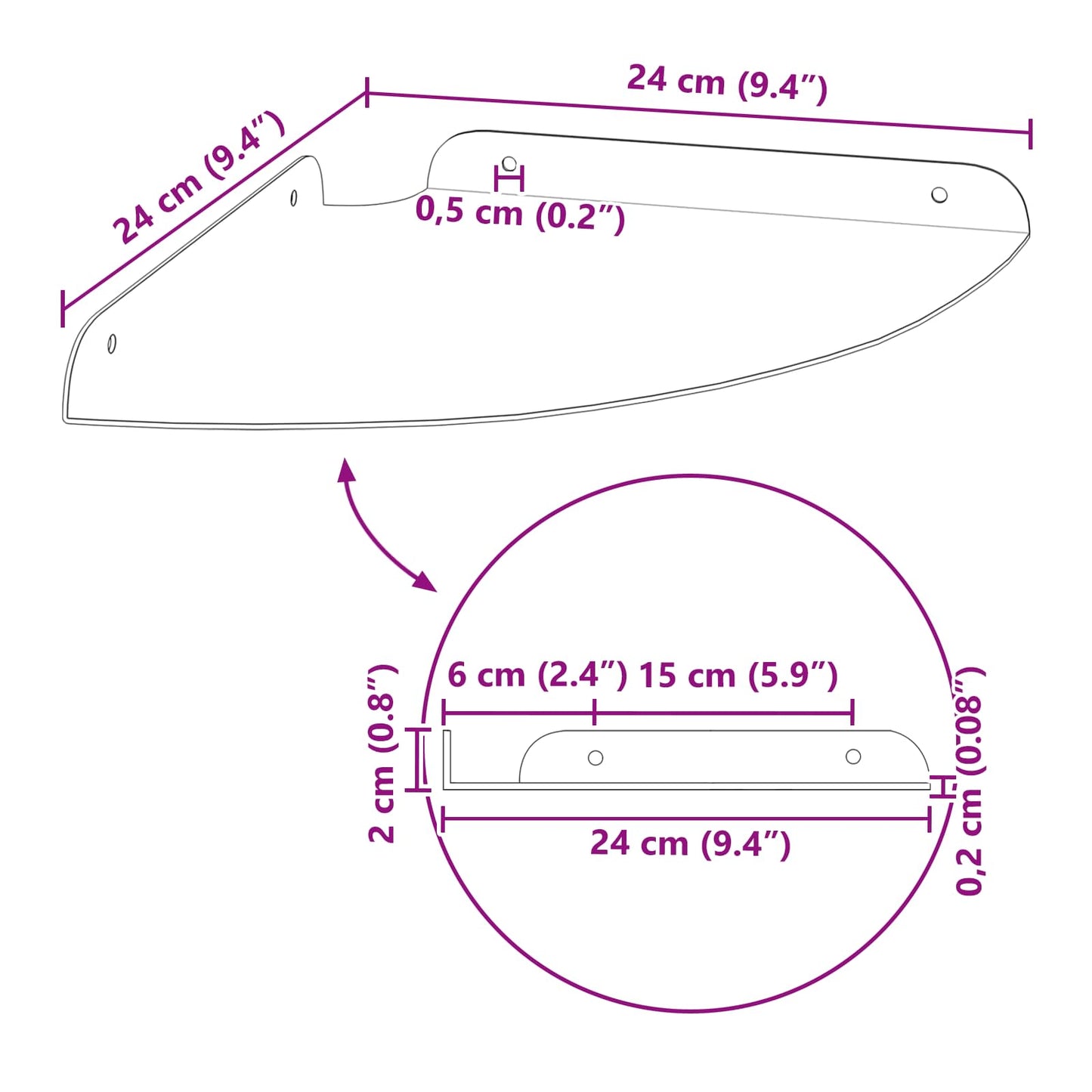 Floating Shelf with Shelf 4 pcs White 24 x 24 x 2 cm