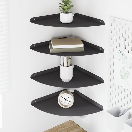 Corner Floating Shelf 4 pcs Black 30 x 30 x 2 cm