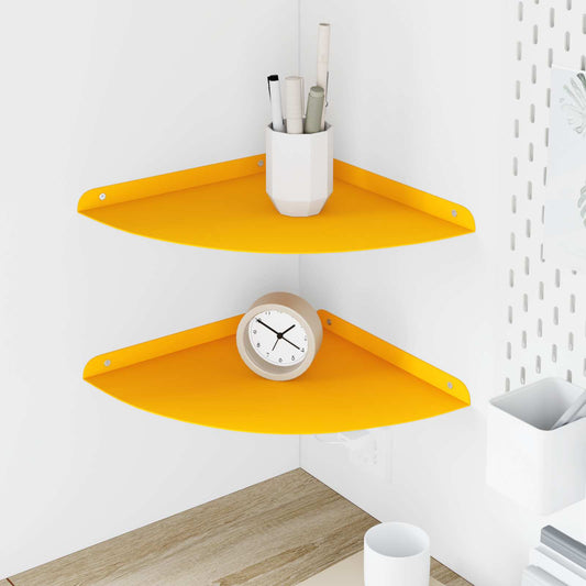 Corner Floating Shelf 2 pcs Mustard Yellow 30 x 30 x 2 cm