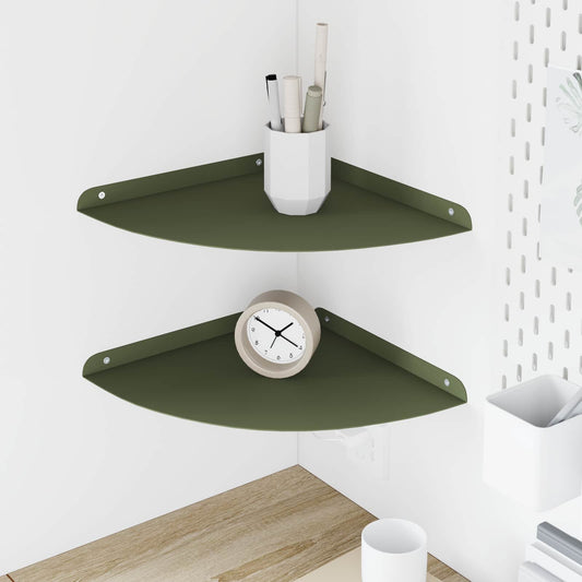 Corner Floating Shelf 2 pcs Olive Green 30 x 30 x 2 cm