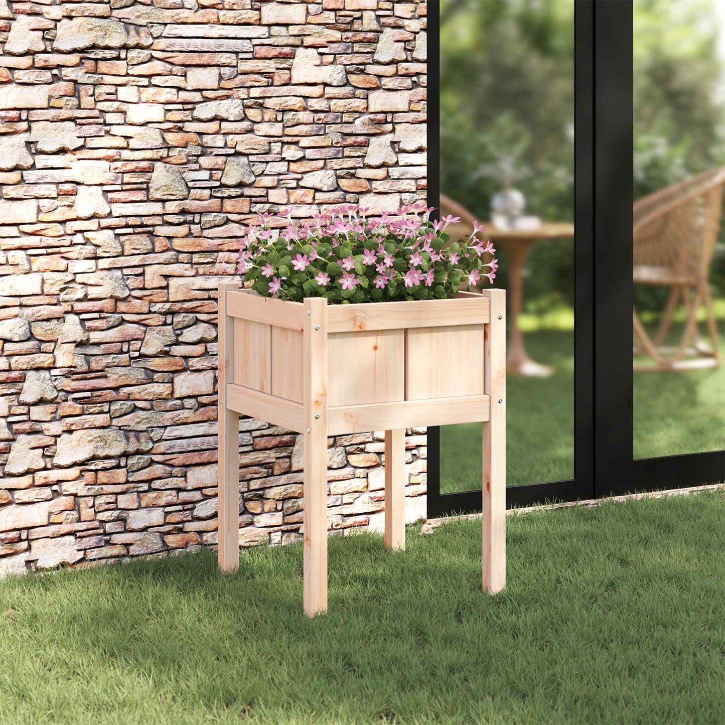 Garden Planter Nature 50 x 50 x 70 cm Solid Pine Wood