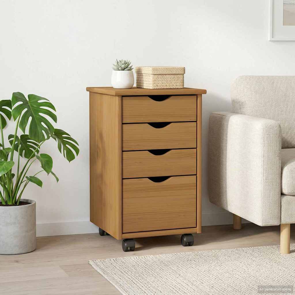 Rolling Cabinet MOSS Honey Brown 34 x 39 x 56 cm