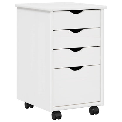 Rolling Cabinet White 34 x 39 x 56 cm Solid Pine Wood
