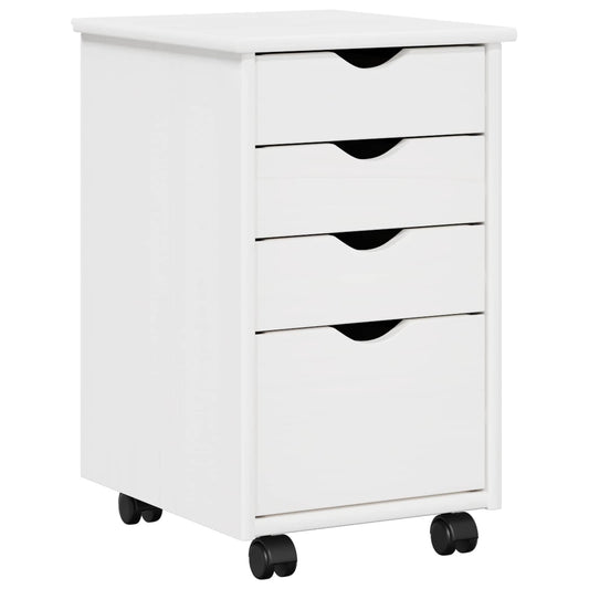 Rolling Cabinet White 34 x 39 x 56 cm Solid Pine Wood