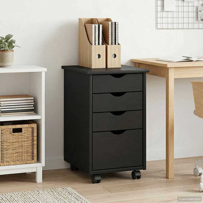 Rolling Cabinet with Wheel Grey 34 x 39 x 56 cm Solid Pine Wood