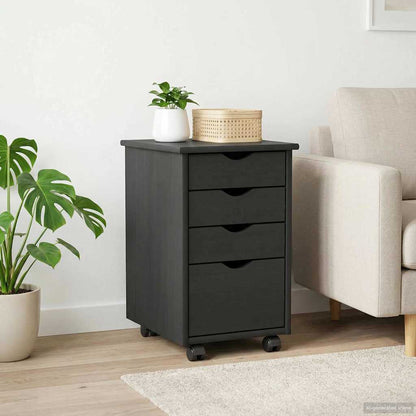 Rolling Cabinet with Wheel Grey 34 x 39 x 56 cm Solid Pine Wood
