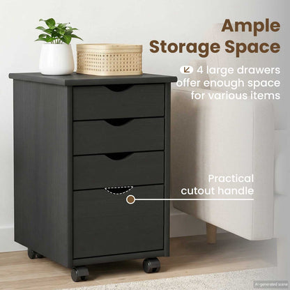 Rolling Cabinet with Wheel Grey 34 x 39 x 56 cm Solid Pine Wood
