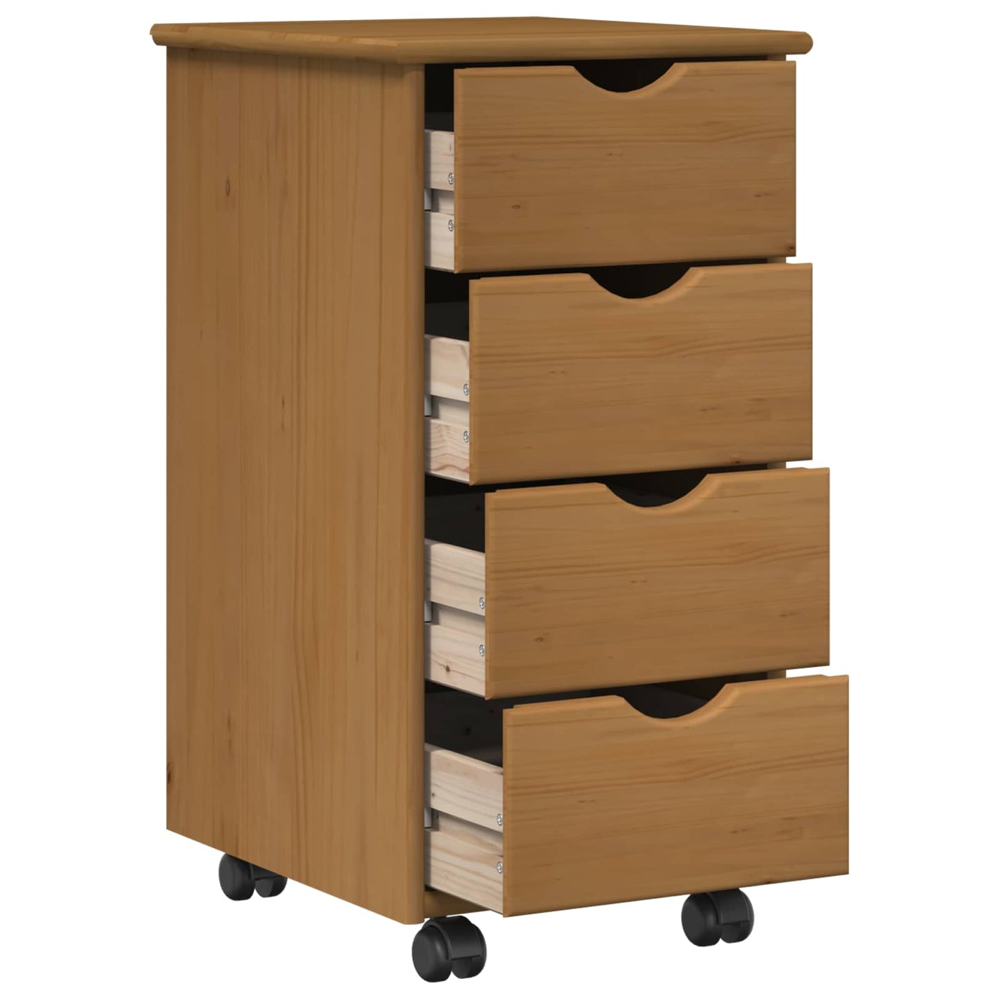 Rolling Cabinet Honey Brown 34 x 39 x 65.5 cm Solid Pine Wood