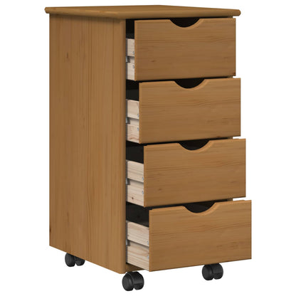 Rolling Cabinet Honey Brown 34 x 39 x 65.5 cm Solid Pine Wood