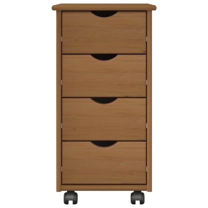 Rolling Cabinet Honey Brown 34 x 39 x 65.5 cm Solid Pine Wood