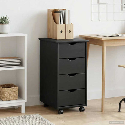 Rolling Cabinet 34 x 39 x 65.5 cm Solid Pine Wood Grey