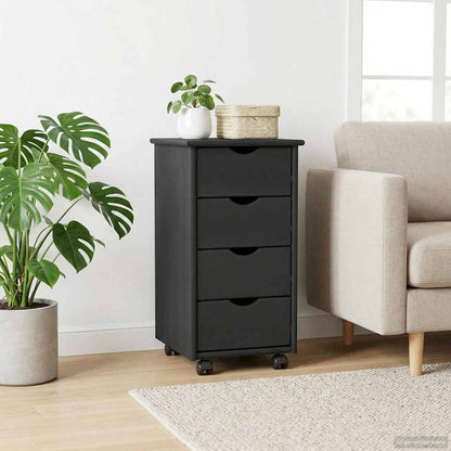Rolling Cabinet 34 x 39 x 65.5 cm Solid Pine Wood Grey