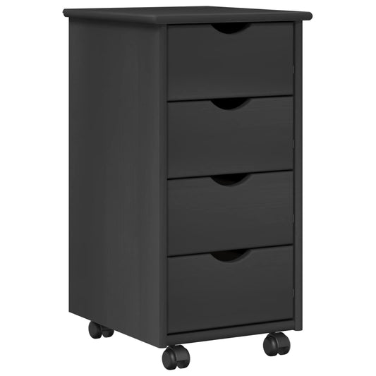 Rolling Cabinet 34 x 39 x 65.5 cm Solid Pine Wood Grey